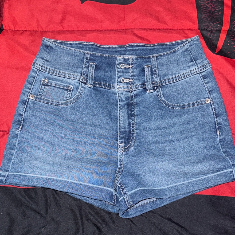 No Boundaries Light Blue High-Rise Denim Shorts